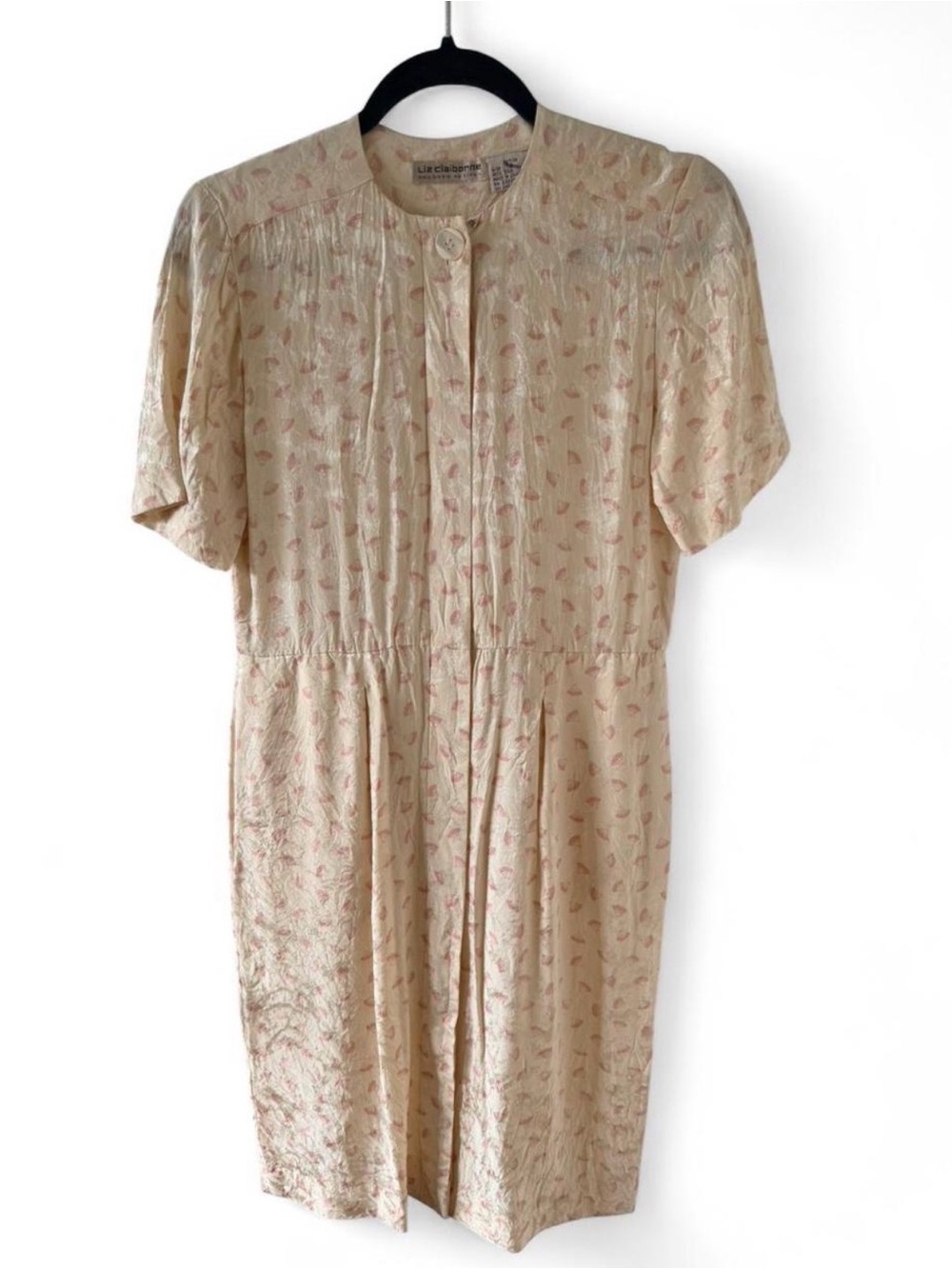 Liz Claiborne Cream Midi Dress with Pink Print